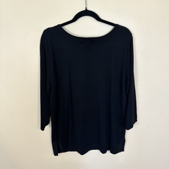 Bob Mackie Womens Pullover Sweater Large Wearable Art Black Beaded Pearl Accent - Picture 4 of 7